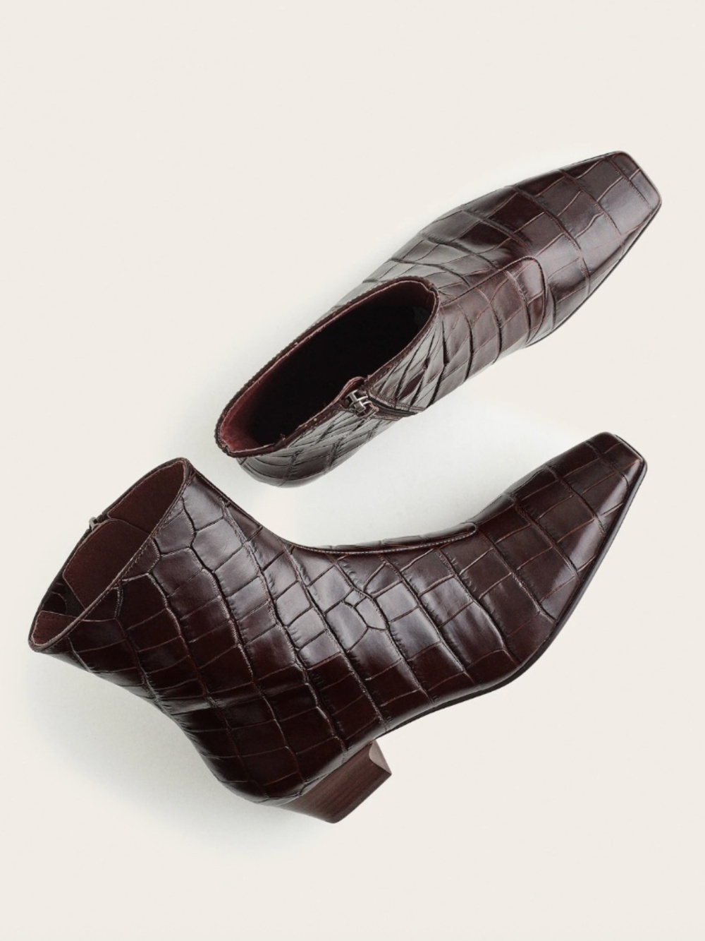 NIB Madewell Lexie Leather Ankle Boot - Coffee Bean Brown Croc, 7